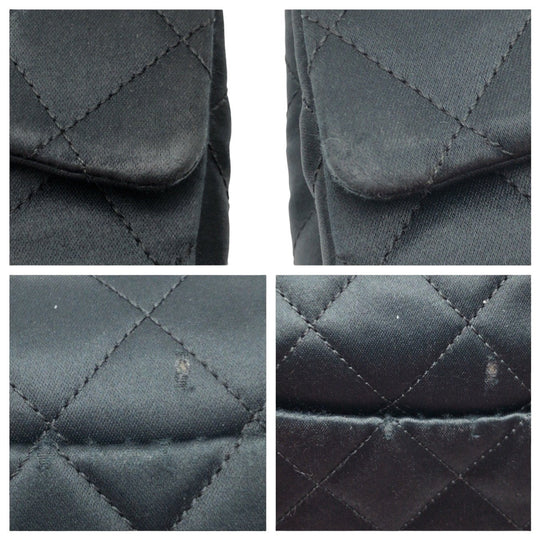 CHANEL Shoulder Bag Satin Black GoldMetal Crossbody Shoulder Bag Mini matrasse COCO Mark Turnlock Women Used Authentic