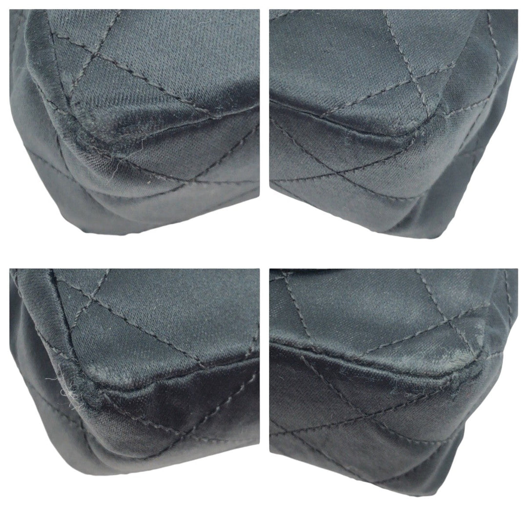 CHANEL Shoulder Bag Satin Black GoldMetal Crossbody Shoulder Bag Mini matrasse COCO Mark Turnlock Women Used Authentic