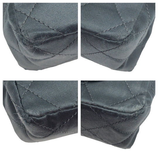 CHANEL Shoulder Bag Satin Black GoldMetal Crossbody Shoulder Bag Mini matrasse COCO Mark Turnlock Women Used Authentic