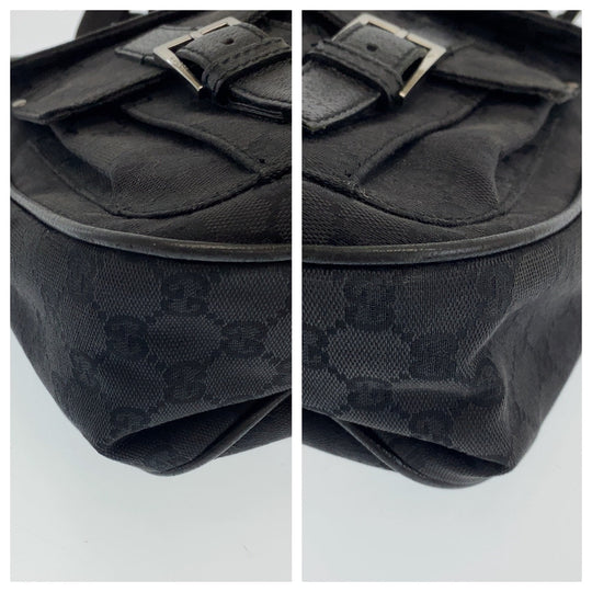GUCCI Shoulder Bag 114269 GG canvas, leather Black Silver Metal Crossbody Shoulder Bag Messenger Bag mens Used Authentic