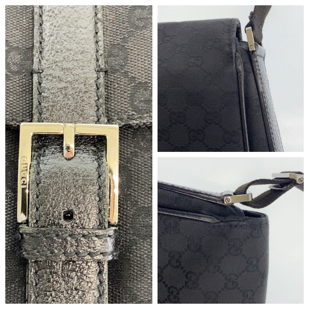 GUCCI Shoulder Bag 114269 GG canvas, leather Black Silver Metal Crossbody Shoulder Bag Messenger Bag mens Used Authentic
