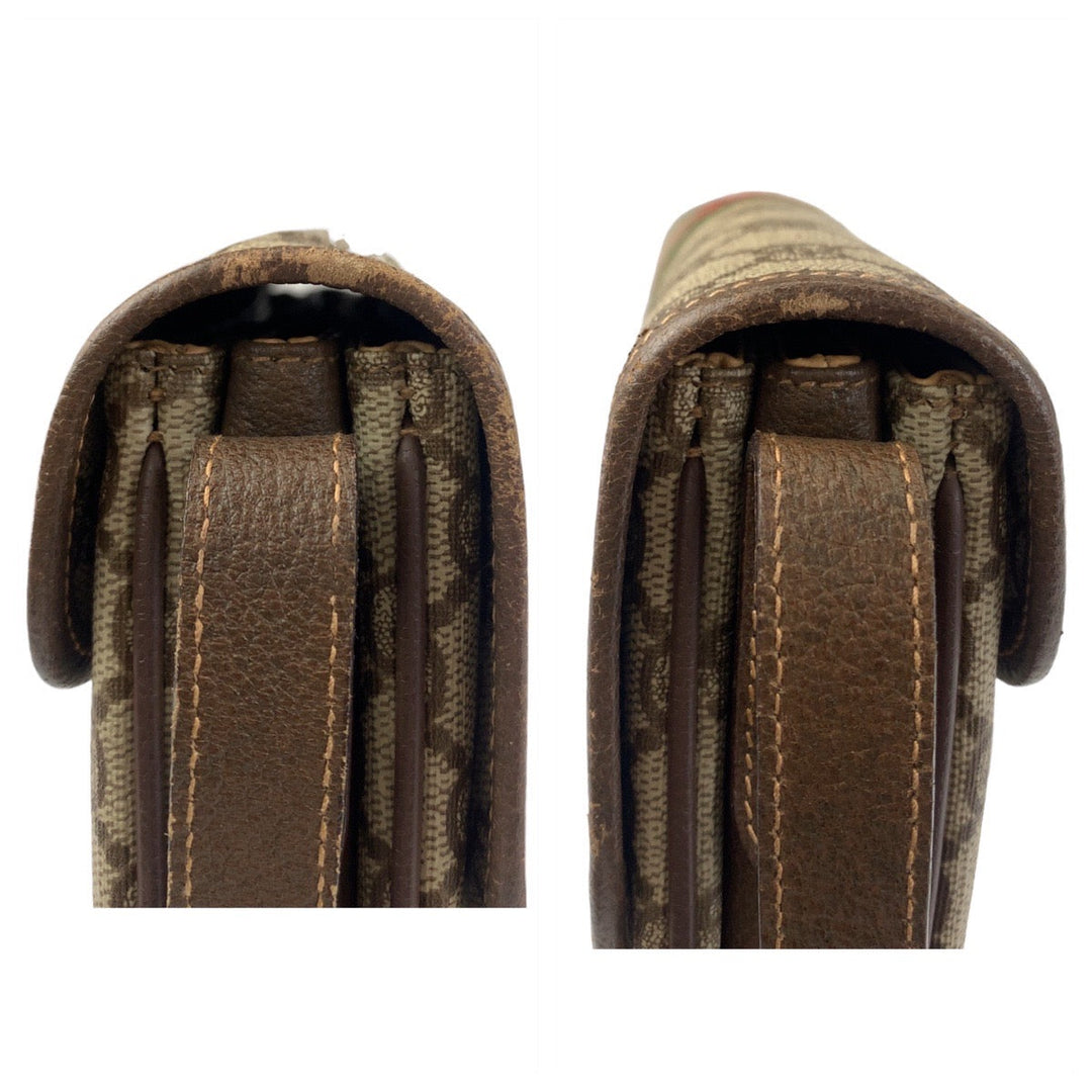 GUCCI Shoulder Bag 001.113.6862 PVC Beige Brown Gold Metal Crossbody Shoulder Bag Sherry Line Old Gucci Women Used Authentic