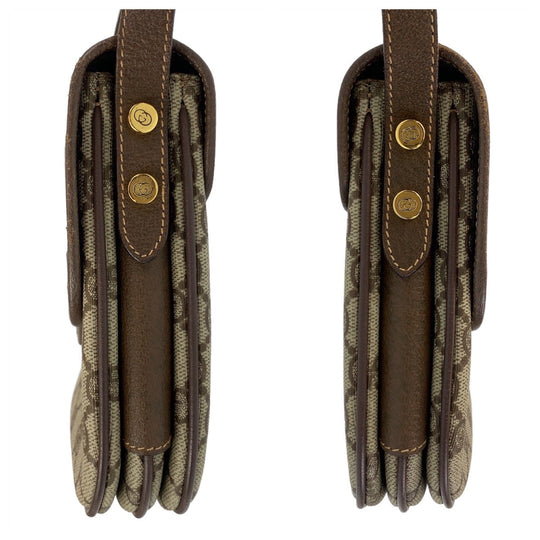 GUCCI Shoulder Bag 001.113.6862 PVC Beige Brown Gold Metal Crossbody Shoulder Bag Sherry Line Old Gucci Women Used Authentic