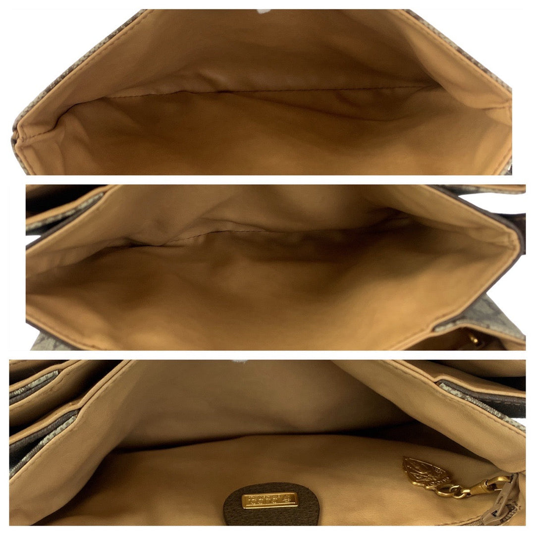 GUCCI Shoulder Bag 001.113.6862 PVC Beige Brown Gold Metal Crossbody Shoulder Bag Sherry Line Old Gucci Women Used Authentic