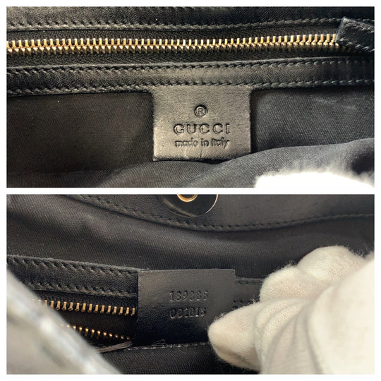 GUCCI Shoulder Bag 189885 GG canvas, leather Black GoldMetal Shoulder Bag handbag Queen Hobo Women Used Authentic