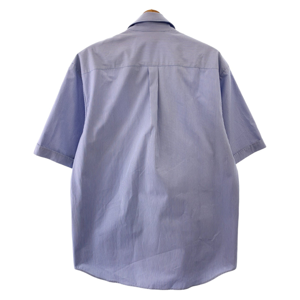 GUCCI Short sleeve shirt 740320 ZANHM cotton Blue white Short sleeve shirt cut and sew 23Stainless Steel Embroidery Logo embroidery mens 48 Used Authentic