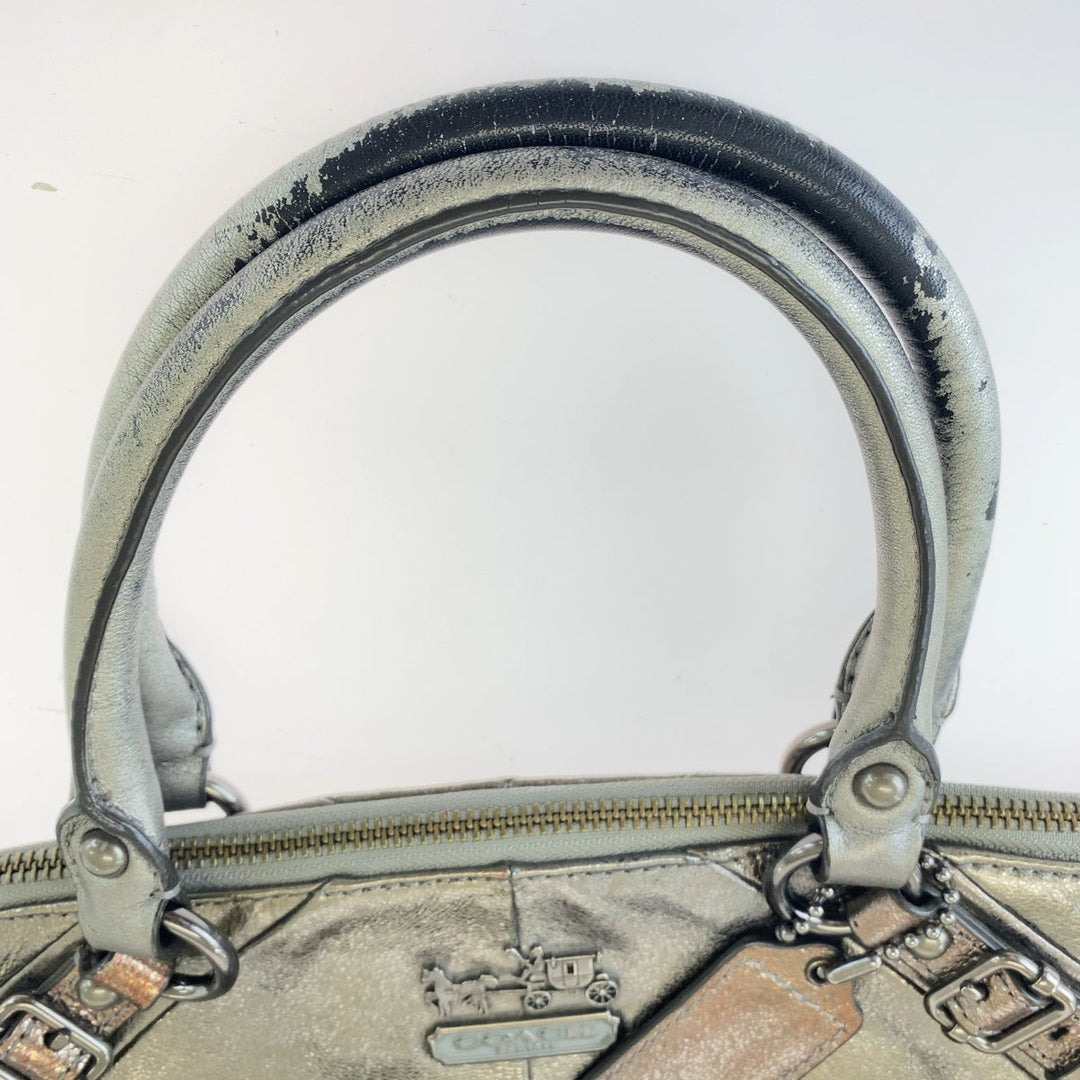COACH Tote Bag leather Silver Madison