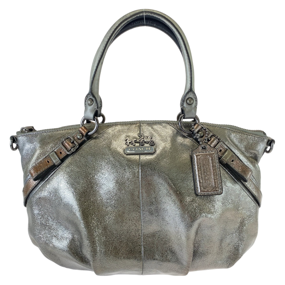 COACH Tote Bag leather Silver Madison