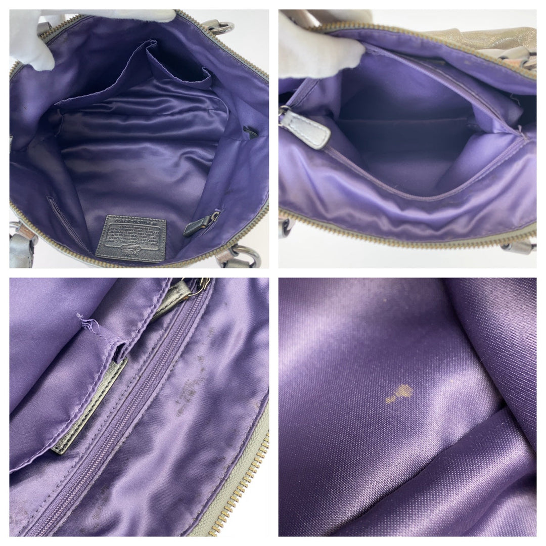 COACH Tote Bag leather Silver Madison