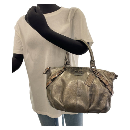 COACH Tote Bag leather Silver Madison