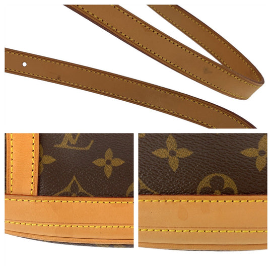 LOUIS VUITTON Tote Bag M42236 PVC, Leather Brown Gold Metal Tote Bag Shoulder Bag Monogram BucketGM Women Used Authentic