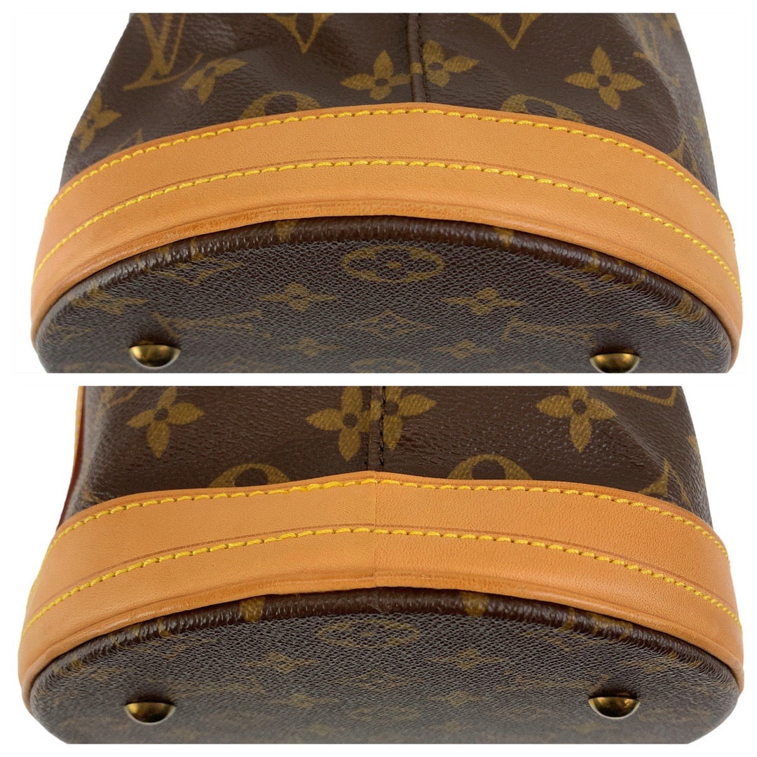 LOUIS VUITTON Tote Bag M42236 PVC, Leather Brown Gold Metal Tote Bag Shoulder Bag Monogram BucketGM Women Used Authentic