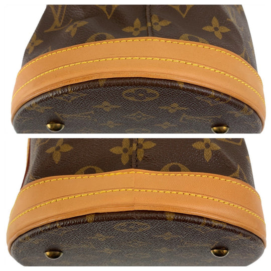 LOUIS VUITTON Tote Bag M42236 PVC, Leather Brown Gold Metal Tote Bag Shoulder Bag Monogram BucketGM Women Used Authentic