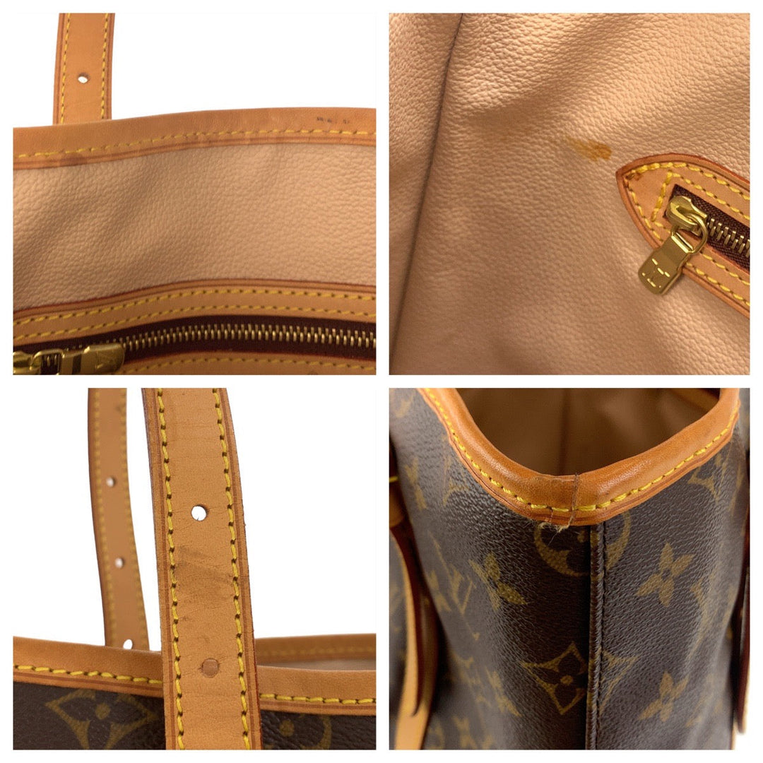 LOUIS VUITTON Tote Bag M42236 PVC, Leather Brown Gold Metal Tote Bag Shoulder Bag Monogram BucketGM Women Used Authentic