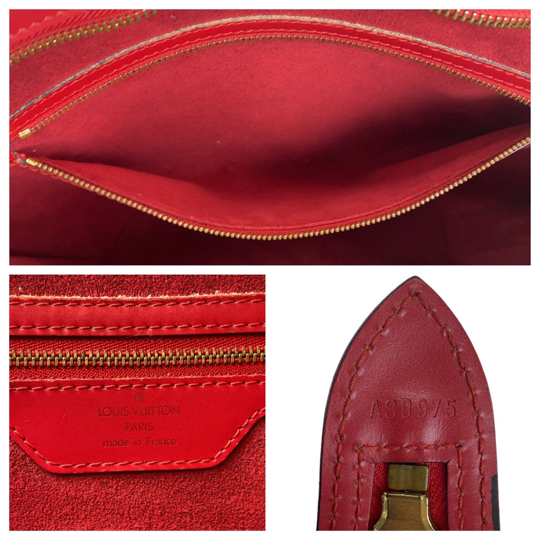 LOUIS VUITTON Tote Bag M52277 Epi Leather Castilian Red GoldMetal Tote Bag Shoulder Bag Epi Sun jack Women Used Authentic