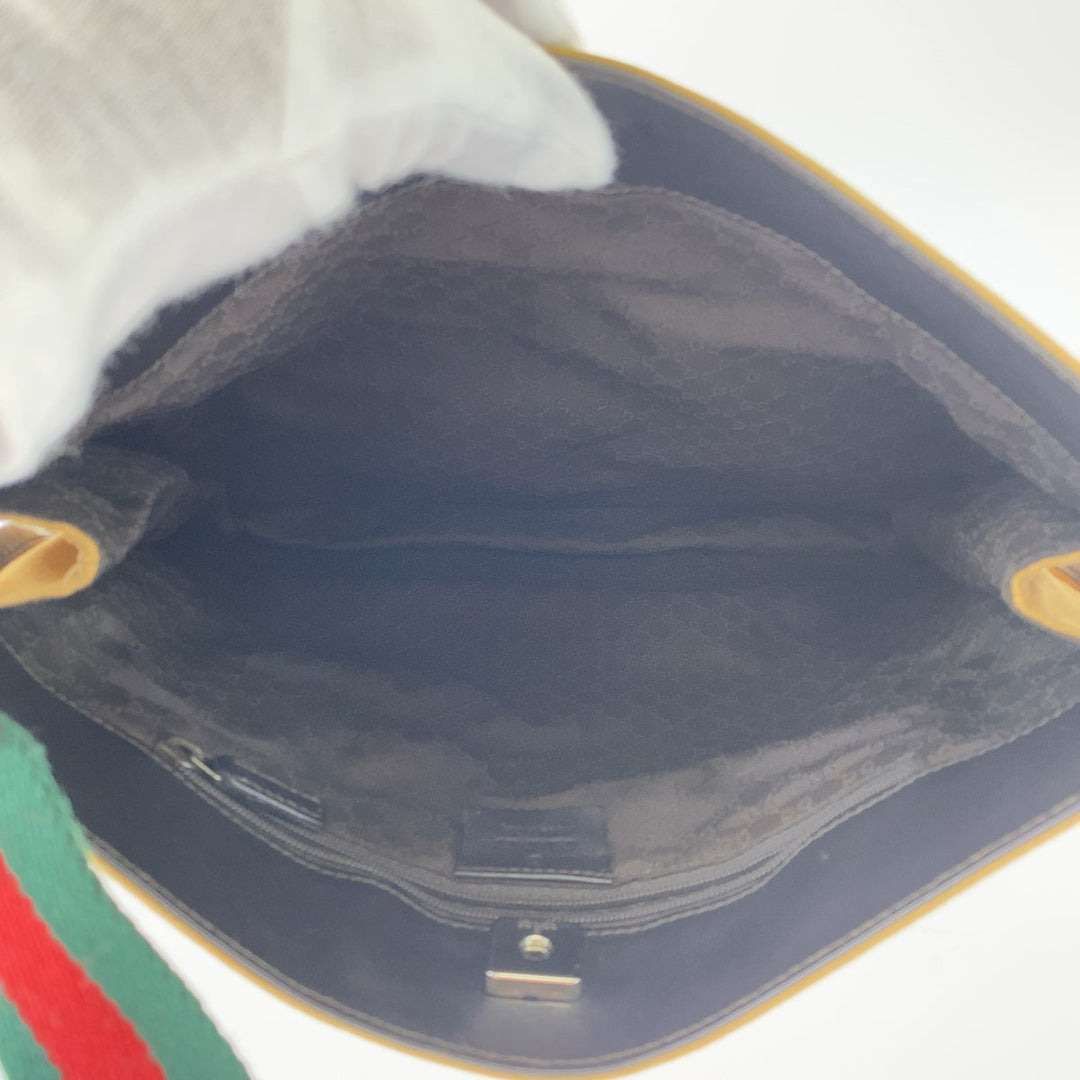 GUCCI Shoulder Bag 001 4321 2684 canvas Beige SilverMetal Sherry line Women Used Authentic