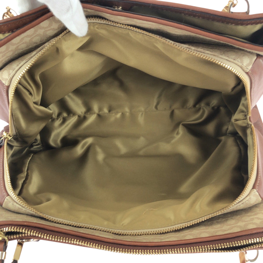 COACH Handbag canvas Brown Beige Gold Metal Madison Op Art