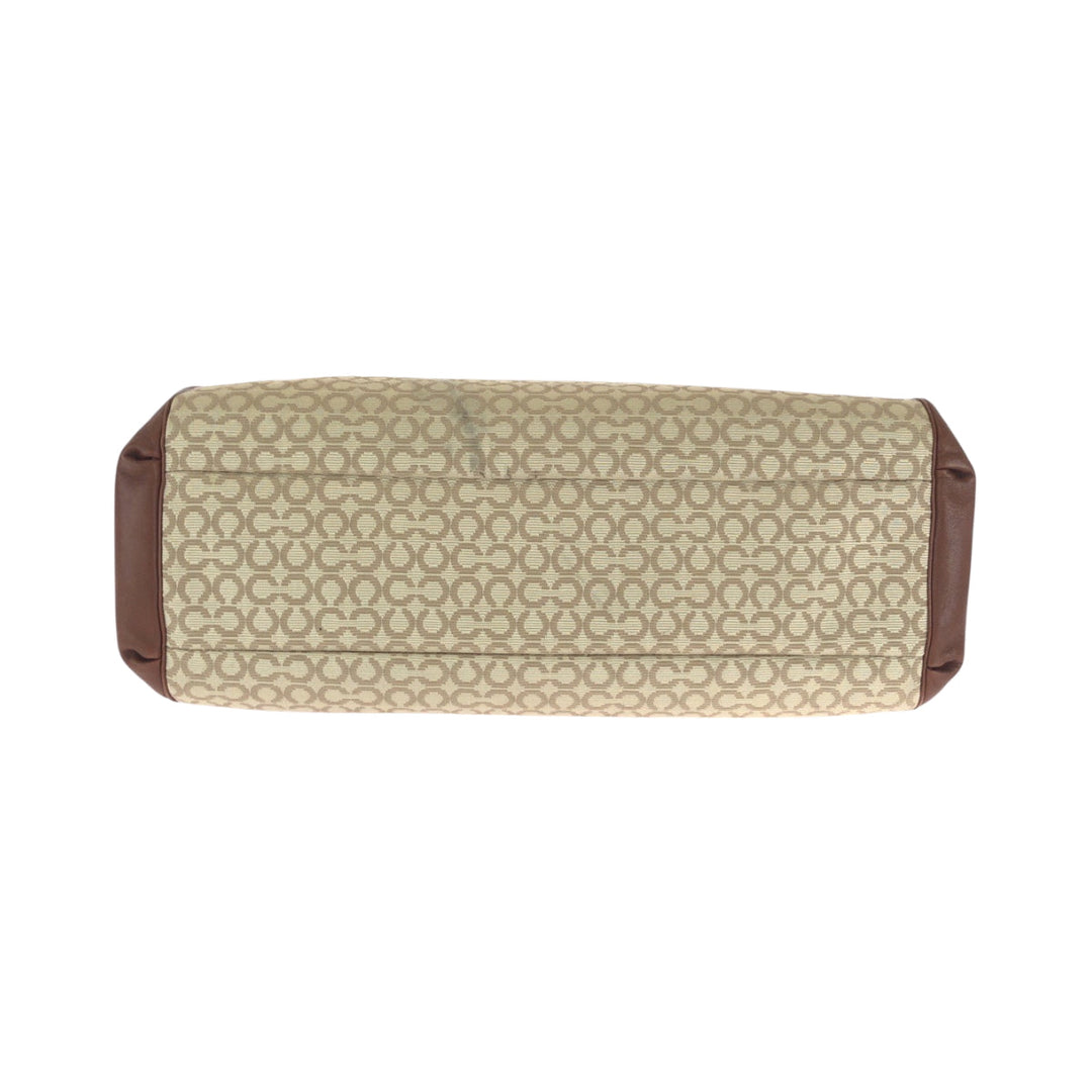 COACH Handbag canvas Brown Beige Gold Metal Madison Op Art