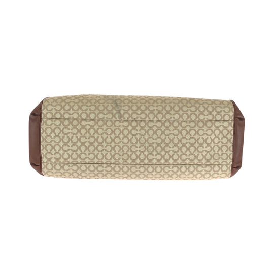 COACH Handbag canvas Brown Beige Gold Metal Madison Op Art