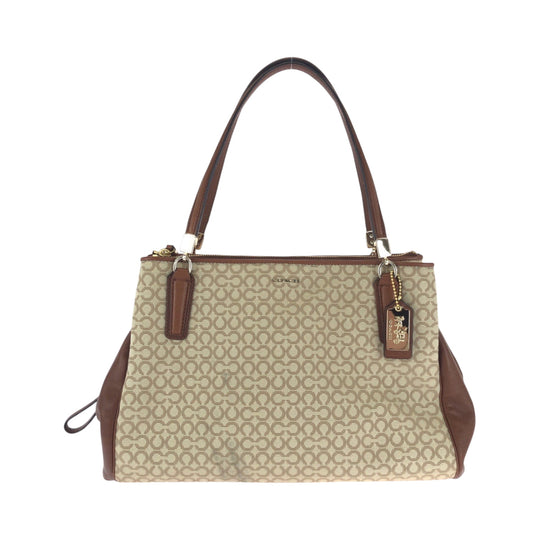 COACH Handbag canvas Brown Beige Gold Metal Madison Op Art