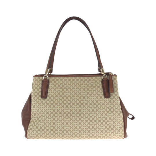 COACH Handbag canvas Brown Beige Gold Metal Madison Op Art