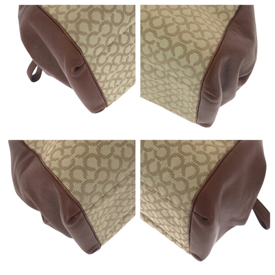 COACH Handbag canvas Brown Beige Gold Metal Madison Op Art