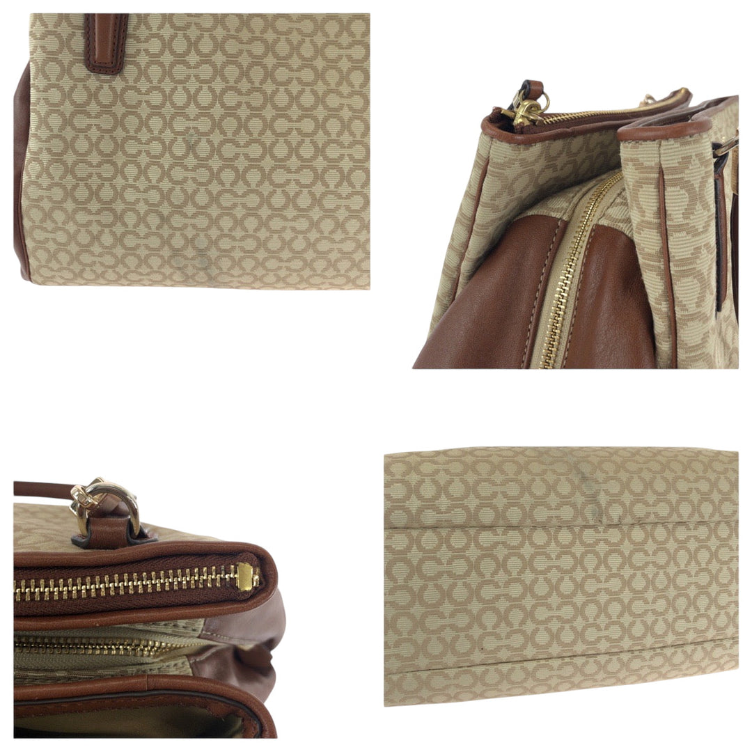 COACH Handbag canvas Brown Beige Gold Metal Madison Op Art