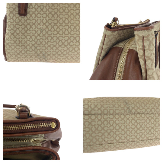 COACH Handbag canvas Brown Beige Gold Metal Madison Op Art