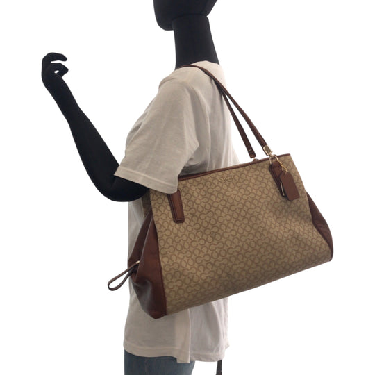 COACH Handbag canvas Brown Beige Gold Metal Madison Op Art
