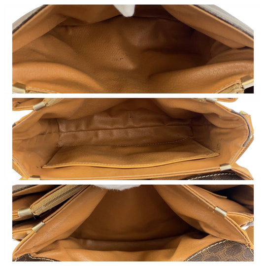 CELINE Shoulder Bag PVC, Leather Brown Camel Gold Metal Crossbody Shoulder Bag Pochette Macadam Women Used Authentic