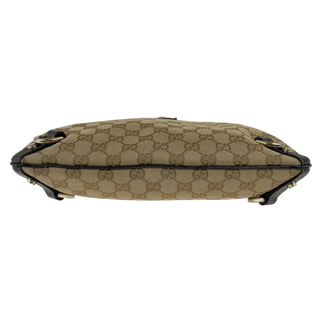 GUCCI Shoulder Bag 131326 GG canvas, leather Beige Brown Gold Metal Crossbody Shoulder Bag Pochette Abbey GG pattern Women Used Authentic