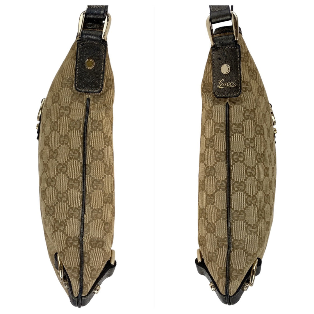 GUCCI Shoulder Bag 131326 GG canvas, leather Beige Brown Gold Metal Crossbody Shoulder Bag Pochette Abbey GG pattern Women Used Authentic