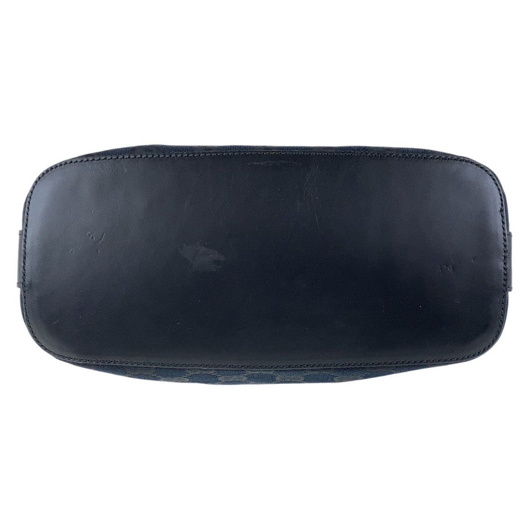 GUCCI Shoulder Bag 001 3814 GG canvas, leather Black SilverMetal Hobo Shoulder Bag Women Used Authentic