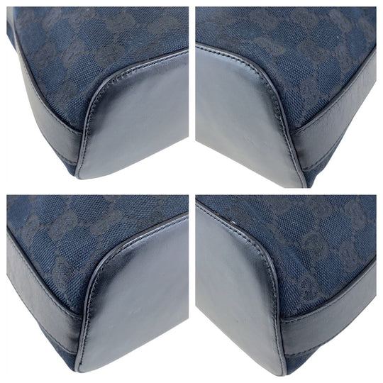 GUCCI Shoulder Bag 001 3814 GG canvas, leather Black SilverMetal Hobo Shoulder Bag Women Used Authentic