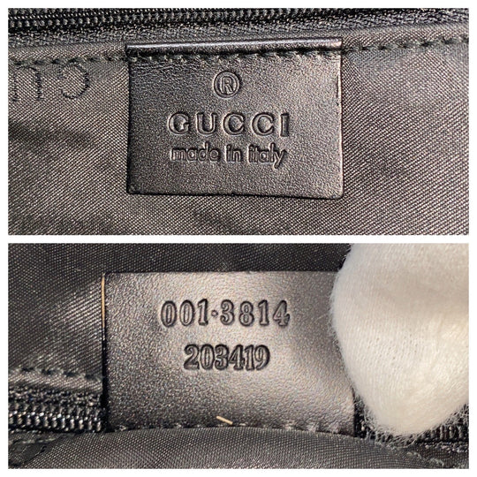 GUCCI Shoulder Bag 001 3814 GG canvas, leather Black SilverMetal Hobo Shoulder Bag Women Used Authentic