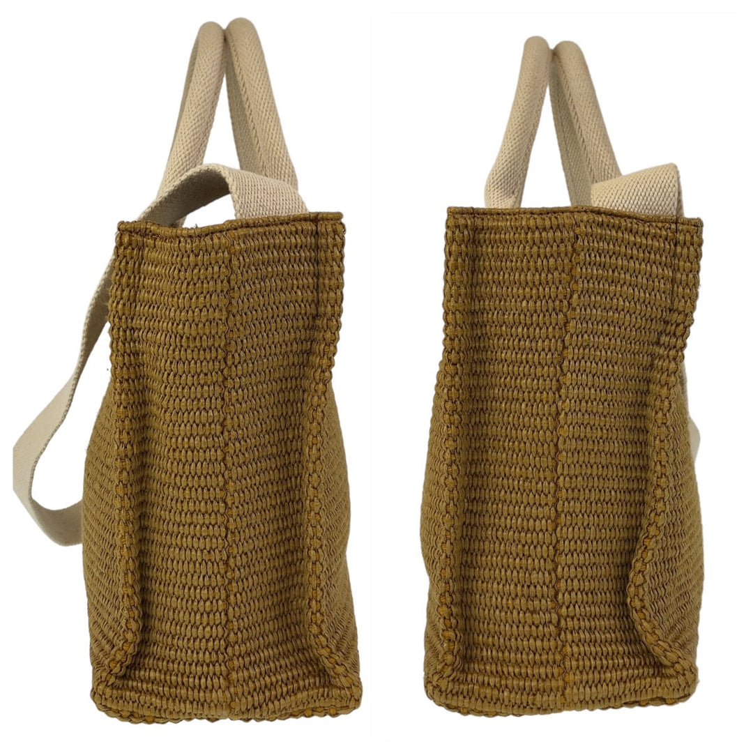 MARNI Tote Bag cotton Beige SilverMetal Tote Bag Shoulder Bag 2way Basket Bag Women Used Authentic