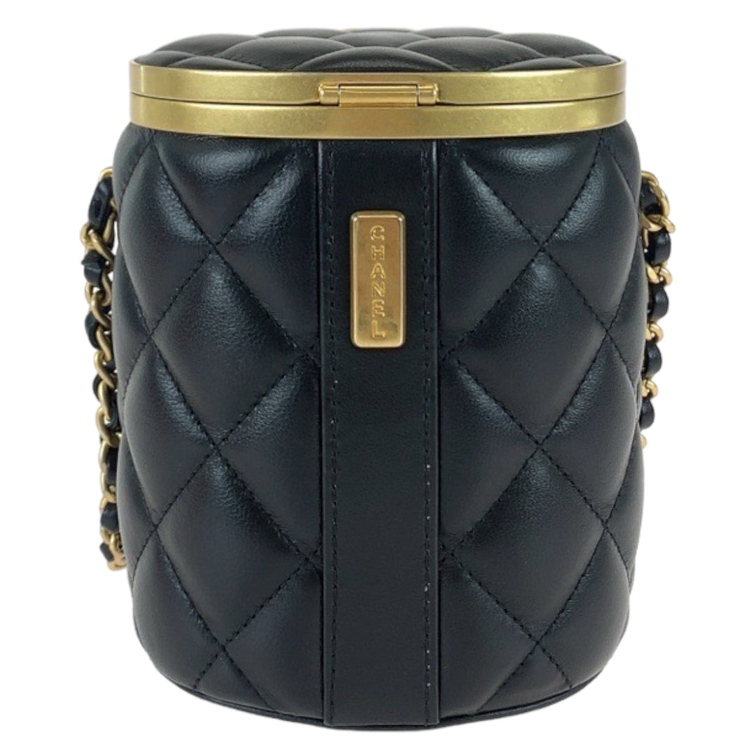 CHANEL Shoulder Bag AS2640 lambskin Black gold Shoulder Bag Vanity bag Matrasse COCO Mark with mirror Women Used Authentic