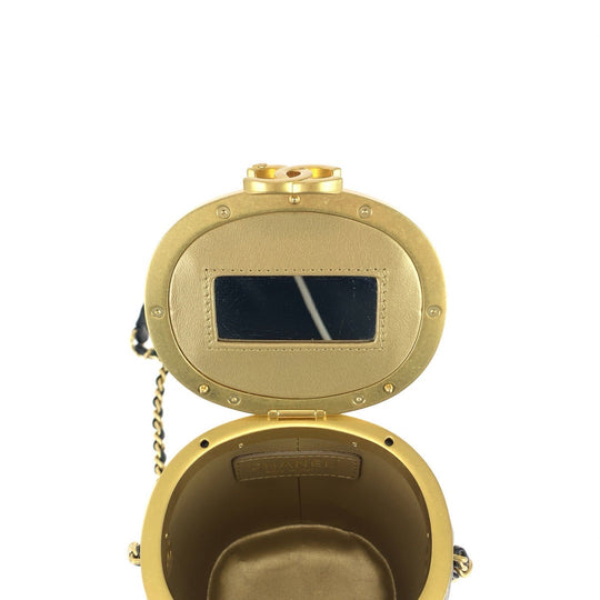 CHANEL Shoulder Bag AS2640 lambskin Black gold Shoulder Bag Vanity bag Matrasse COCO Mark with mirror Women Used Authentic