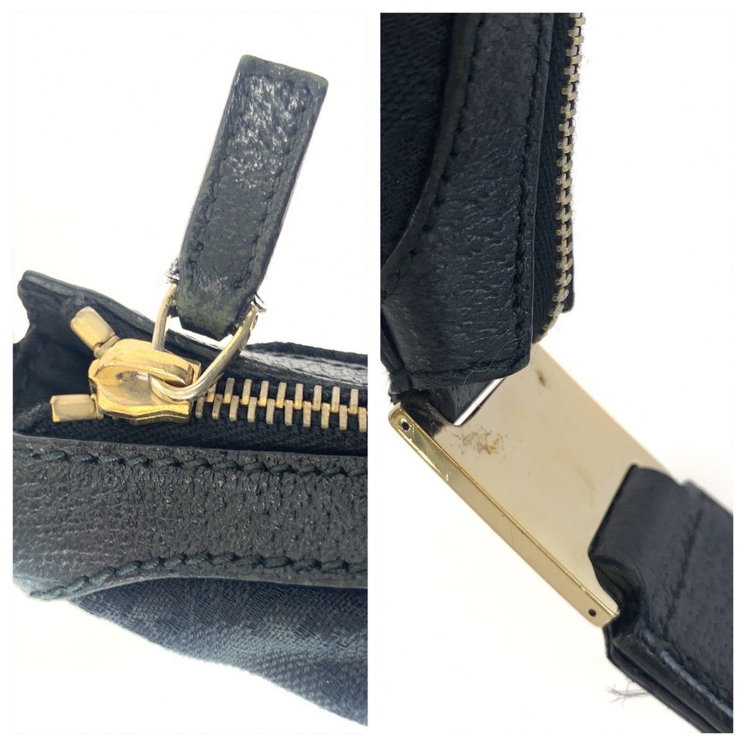 GUCCI Shoulder Bag 145757 GG canvas Black Silver Metal Hobo One Shoulder Bag Hobo Women Used Authentic