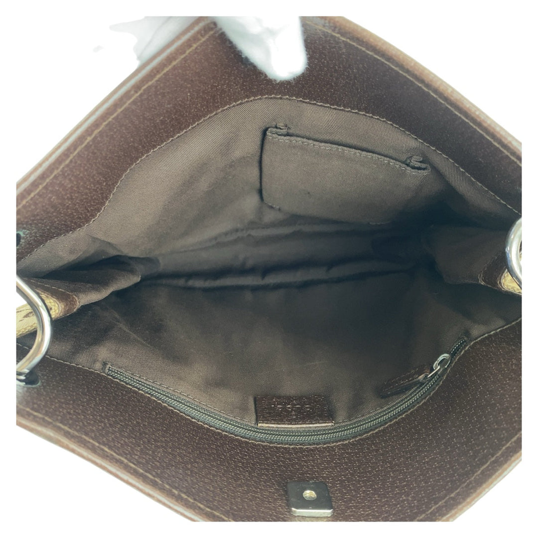 GUCCI Shoulder Bag 120841 GG canvas, leather Beige Brown SilverMetal Crossbody Shoulder Bag Messenger Bag GG pattern Women Used Authentic