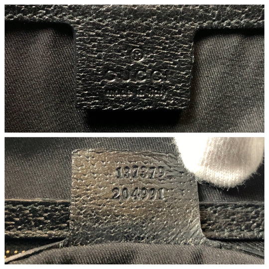 GUCCI Shoulder Bag 137379 GG canvas, leather Black GoldMetal Shoulder Bag handbag Bamboo GG pattern Women Used Authentic