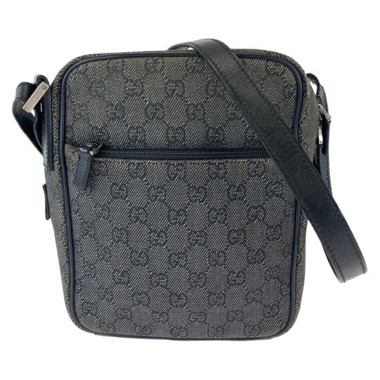 GUCCI Shoulder Bag 3136 GG canvas Grey Black SilverMetal Crossbody Shoulder Bag Pochette Women Used Authentic