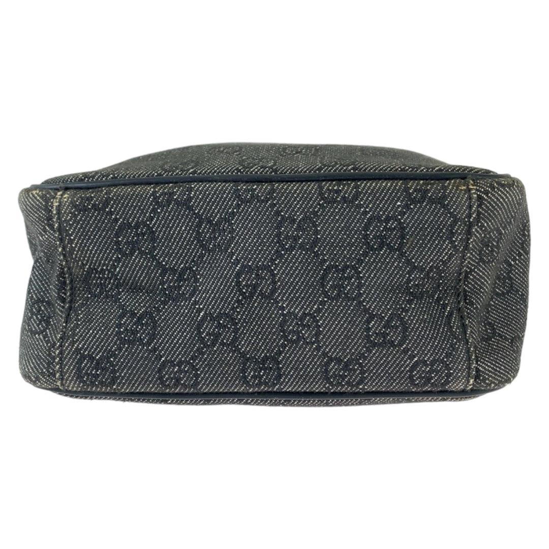 GUCCI Shoulder Bag 3136 GG canvas Grey Black SilverMetal Crossbody Shoulder Bag Pochette Women Used Authentic