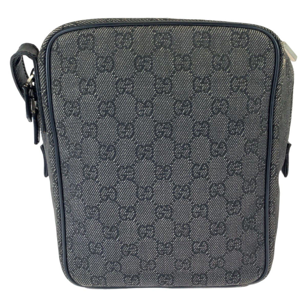 GUCCI Shoulder Bag 3136 GG canvas Grey Black SilverMetal Crossbody Shoulder Bag Pochette Women Used Authentic