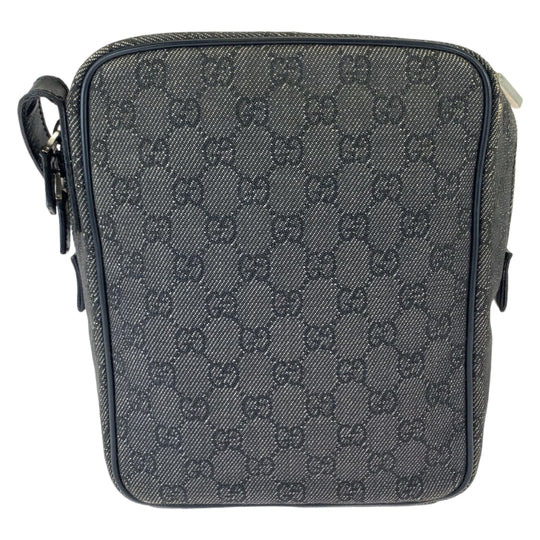 GUCCI Shoulder Bag 3136 GG canvas Grey Black SilverMetal Crossbody Shoulder Bag Pochette Women Used Authentic