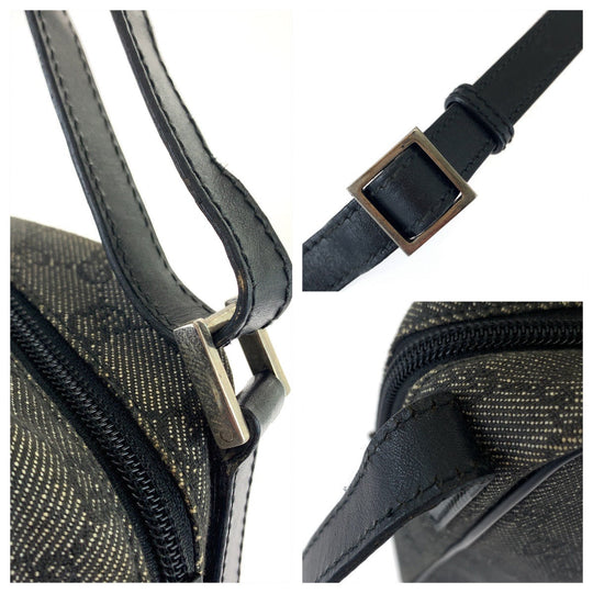 GUCCI Shoulder Bag 3136 GG canvas Grey Black SilverMetal Crossbody Shoulder Bag Pochette Women Used Authentic