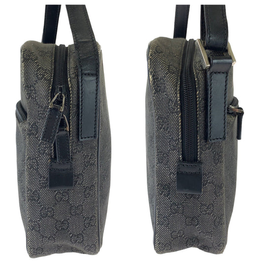 GUCCI Shoulder Bag 3136 GG canvas Grey Black SilverMetal Crossbody Shoulder Bag Pochette Women Used Authentic