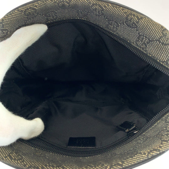 GUCCI Shoulder Bag 3136 GG canvas Grey Black SilverMetal Crossbody Shoulder Bag Pochette Women Used Authentic