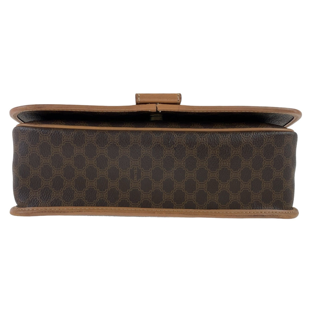 CELINE Shoulder Bag PVC, Leather Brown Gold Metal Crossbody Shoulder Bag Macadam Women Used Authentic