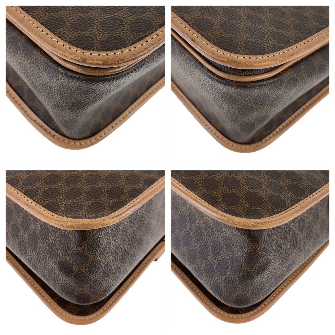 CELINE Shoulder Bag PVC, Leather Brown Gold Metal Crossbody Shoulder Bag Macadam Women Used Authentic